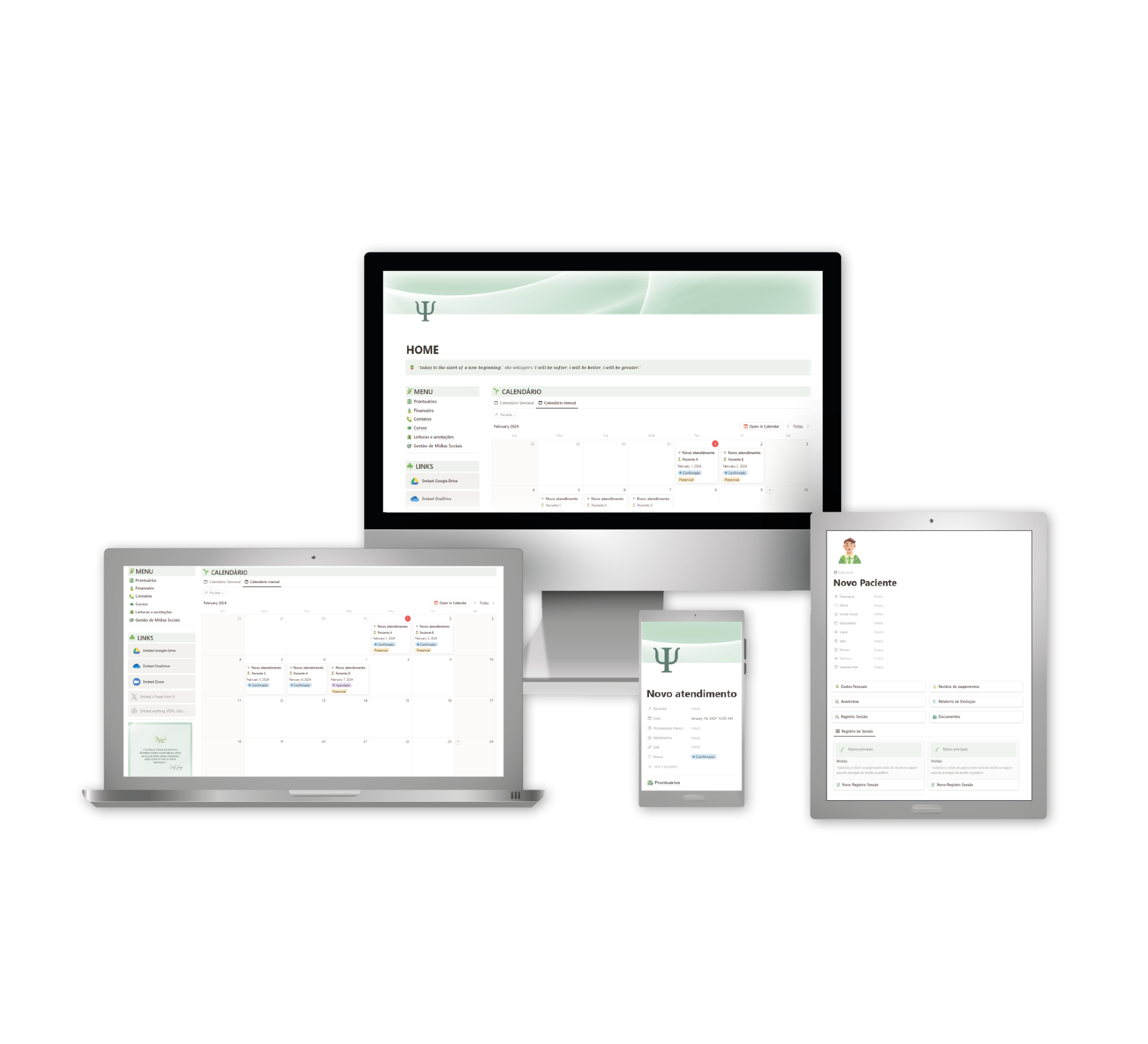 Sistema Simplifica Psi Notion em diferentes dispositivos